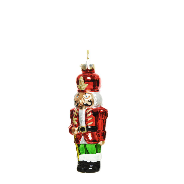Deko Baumschmuck Nussknacker, rot, 16cm, Glas, Hänger