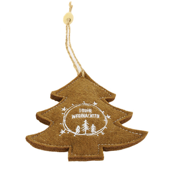 Deko Baum Weihnachten, Filzbaum Frohe Weihnachten, braun, 10x11cm, Hänger