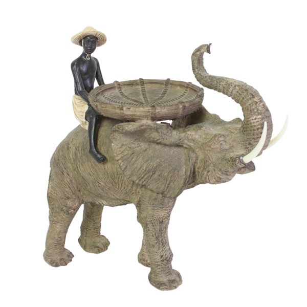 Deko Figur mit Schale Mann auf Elefant 35cm Werner Voß