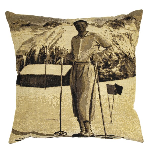 Gobelin Kissen Mann auf Ski Sepia 45x45cm, Mars &amp; More
