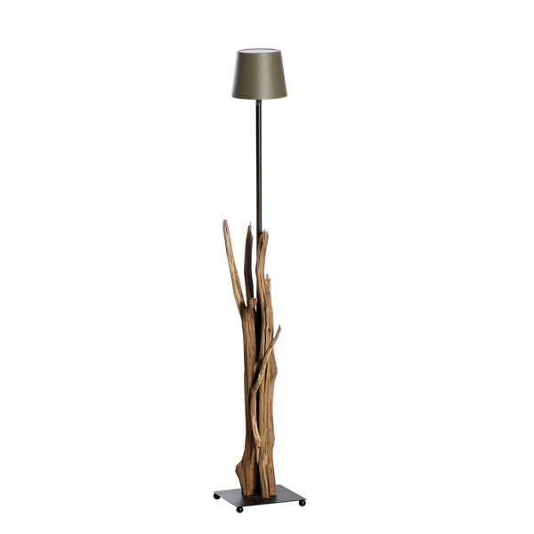 LED Windlicht Raisa Natural, rustikales Naturholzwindlicht mit LED Lampe taupe, 122cm, WMG Grünberge