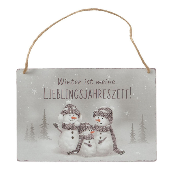 Schild Schneemann Frosty Winter ist meine Lieblingsjahreszeit, Schneemann-Familie, Boltze Home Colle