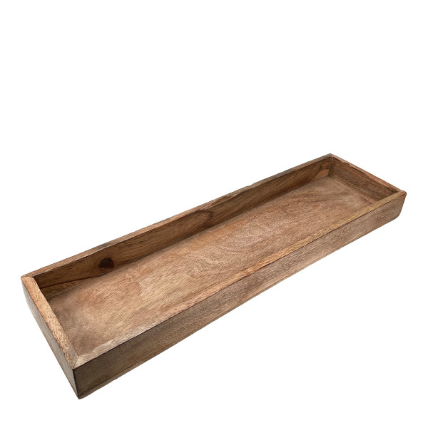 Holztablett, langes schmales Tablett aus Mangoholz, rechteckig lang, 49cm
