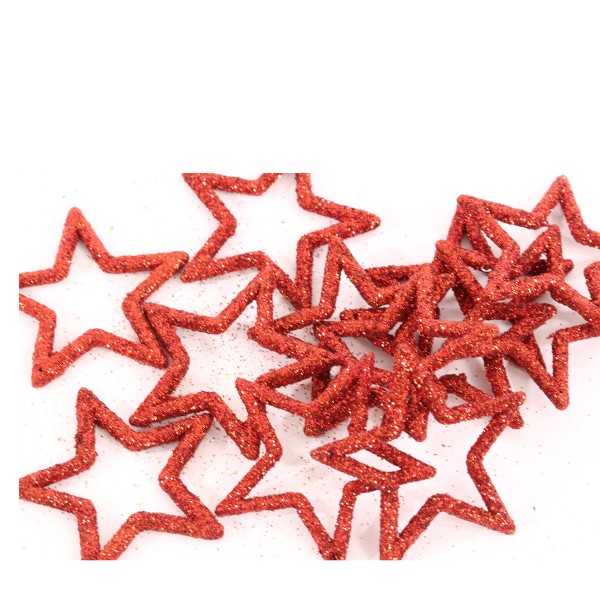 Deko Glimmersterne Streuer, Sterne mit Glimmer, rot, Ø4cm, 36 St. im Beutel, Streuer