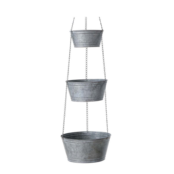 Hängeetagere Patino, Etagere aus Zink, 3 Pflanztöpfe, 115cm, Boltze Home Collections