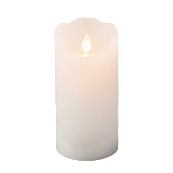 LED Flackerkerze weiß, Wachskerze mit Flackerlicht und Timerfunktion, 15cm, Lumineo