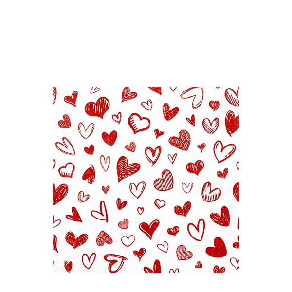 Home Fashion Papierservietten Herzen rot, Herzen überall, 25x25cm