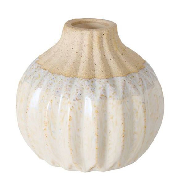 Keramikvase Malia, Blumenvase 2 farbig, beige-creme, 9x10cm, Steingut, Boltze Home Collections