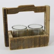 Deko Holzkorb mit 2 Gläsern