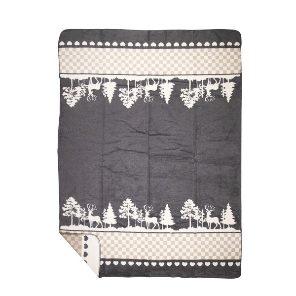 Decke Wald grau 150x200cm Fleece, Mars &amp; More