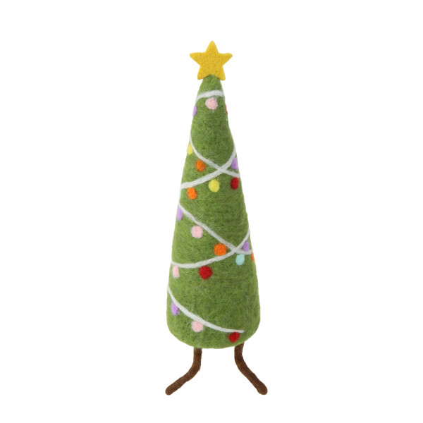 Deko Tannenbaum Weihnachten, Weihnachtsbaum aus Filz mit Kugeln und Stern