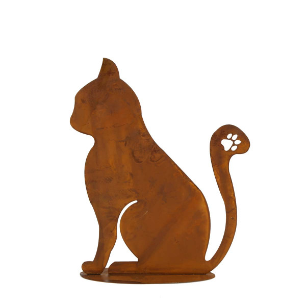 Deko Katze, Katze aus Rost, sitzend, 39cm, Edelrost
