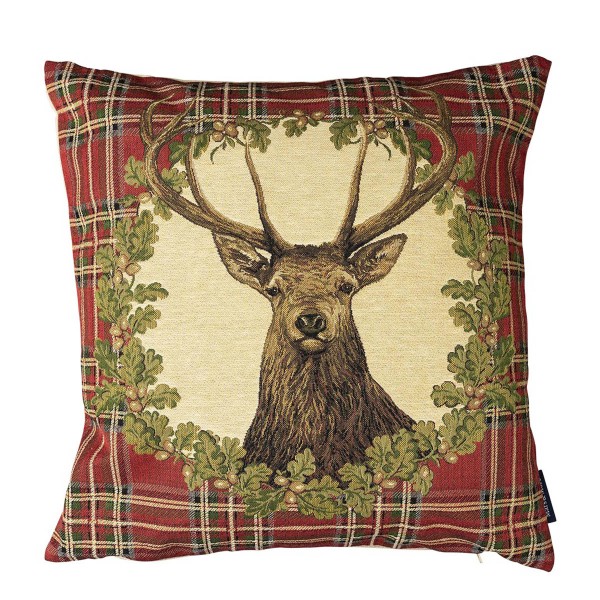 Kissen Tartan Hirsch rot kariert, Mars &amp; More