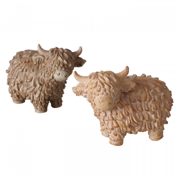 Deko Kuh Buffy, Schottisches Hochlandrind braun, 10x7cm, Boltze Home Collections