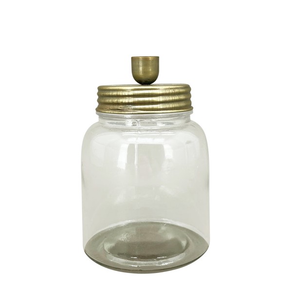 Kerzenhalter für Stabkerzen Glas/antikes Messing 12x18cm