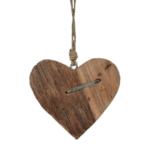 Deko Holzherz, rustikales Herz aus Naturholz mit Hufnagel, 20cm, Hänger