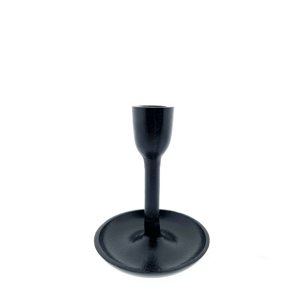 Kerzenständer mit Schale, schwarz, 14cm, Metall