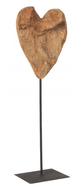 Holz Herz, Teak, auf Metallständer, 60cm, WMG Grünberger