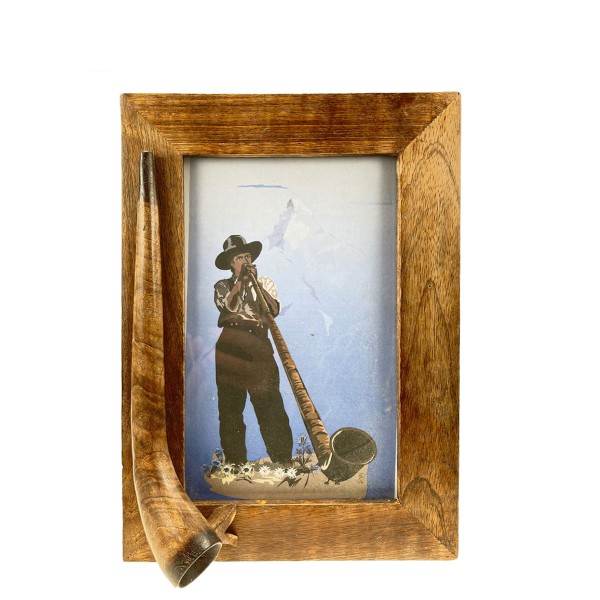 Holz Bilderrahmen Alphornbläser &quot;Cors des Alpes&quot; 29cm, Les Sculpteurs du Lac