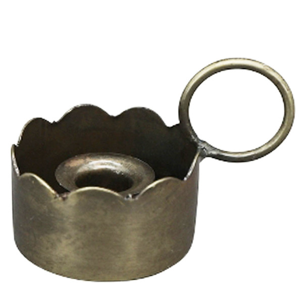 Kerzenhalter Dore, antik-gold rund mit Henkel und gewelltem Rand, kleiner Kerzenhalter aus Metall fü
