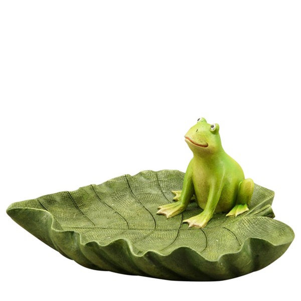 Deko Frosch auf Blatt, 18x16cm, Polyresin
