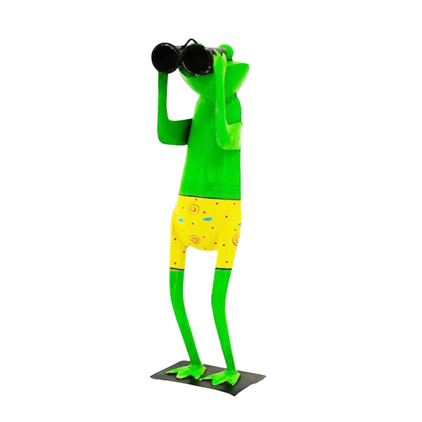 Deko Frosch, Metallfrosch Spanner mit Badehose und Fernglas, 52cm, Metall