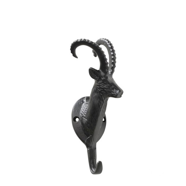 Garderobenhaken Steinbock schwarz 22cm, Boltze