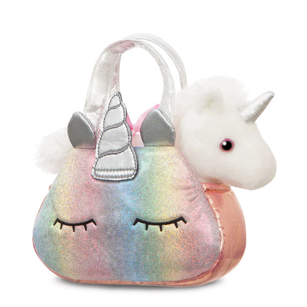 Plüsch Tasche mit Einhorn, weiß/pastell, Fancy Pals, 20cm, Aurora