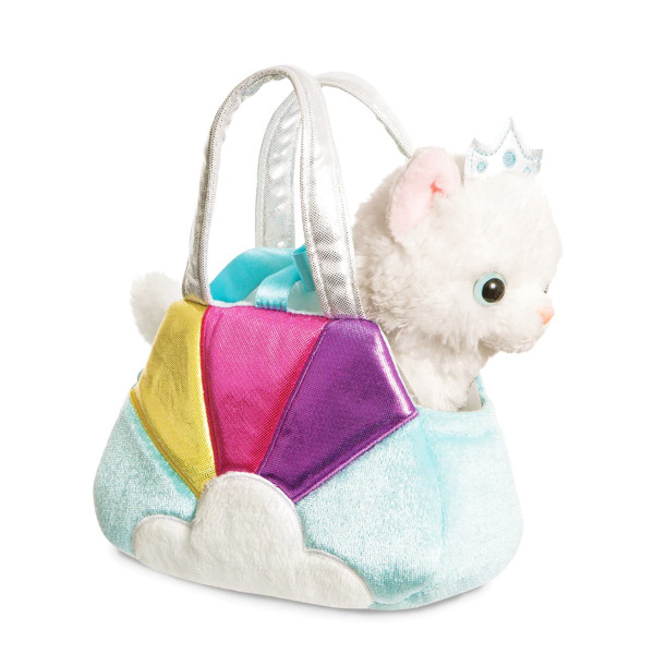 Plüsch Tasche mit Katze, Kätzchen Rainbow mit Krone, weiß, Fancy Pals, 20cm, Aurora World