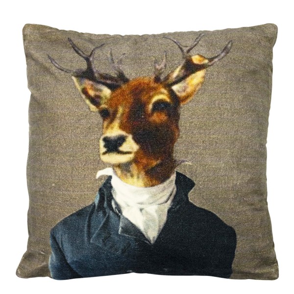 Samt Kissen, Hirsch Aristo, taupe, 50x50cm, Mars &amp; More