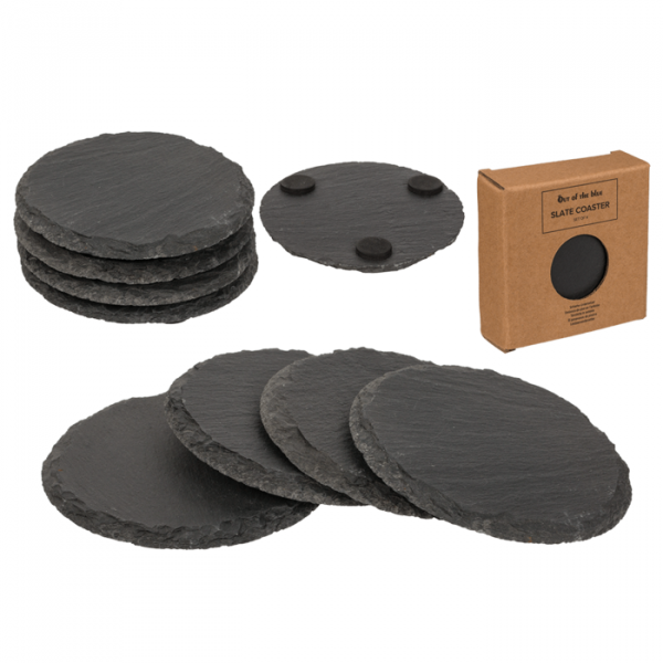 Untersetzer aus Schieferstein, runde Schieferplatten, Set/4, Ø10cm