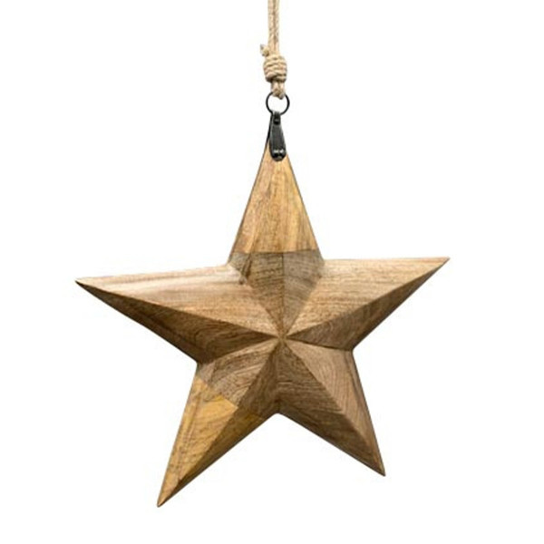 Deko Stern 3D, großer Holzstern, Weihnachtsstern natur, 50cm