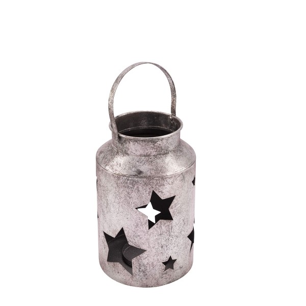 Laterne Sterne silber antik 25cm Metall