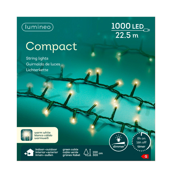Lichterkette, Compact, warmes weiß, 1000 LED, 22,5 Meter, Outdoor, Lumineo