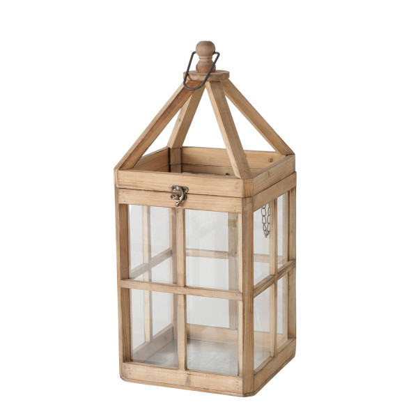 Deko Laterne Torre, Holzlaterne mit Glas-Sprossen-Fenster, 56cm, Boltze Home Collection