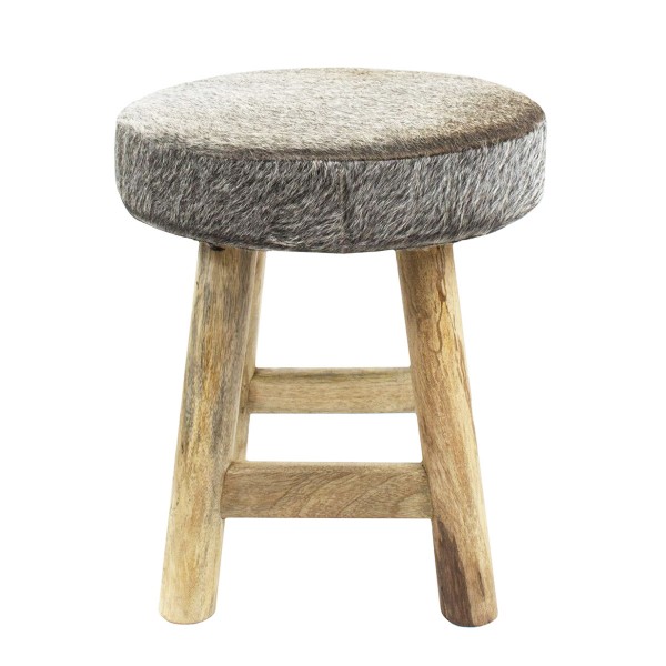 Hocker Kuhfell rund grau 45cm Mars &amp; More