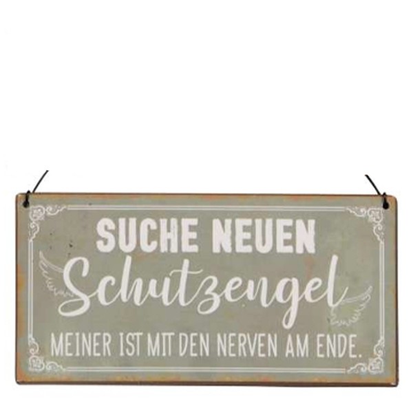 Schild Suche neuen Schutzengel zum Hängen, 20x10cm