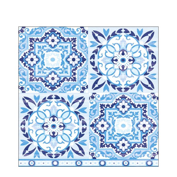 Ambiente Papierservietten, Tiles Blue, Lunch, 33x33, 20St/Pack.
