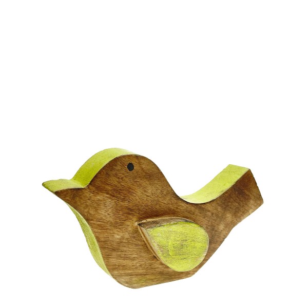 Holz Vogel natur + grün unfinished 13cm