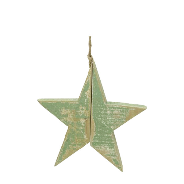 Deko Stern, Holzstern mintgrün, used look, Ø15cm, Hänger