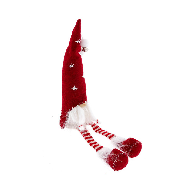Deko Wichtel, Weihnachtszwerg Santa Romeo mit Bammelbeine, rote Filzmütze mit Sterne, 46cm