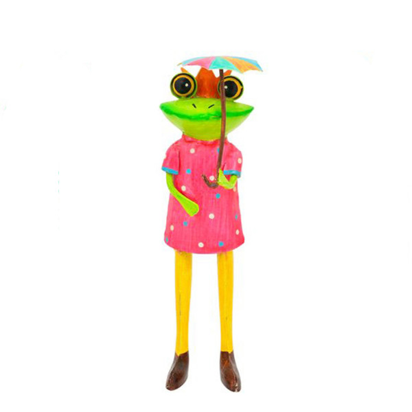 Deko Frosch, Gärtner mit Schirm, 35cm, Metall