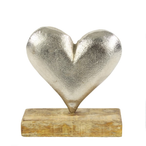 Metall Herz auf Holzfuß 14cm Aufsteller
