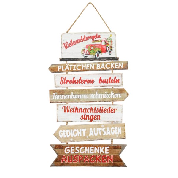 Schild Weihnachtsregeln zum Hängen 60x35cm