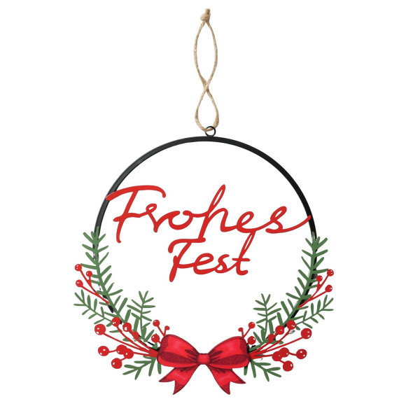 Weihnachtshänger Noel: Frohes Fest, Metallhänger Weihnachten rund, Boltze Home Collections