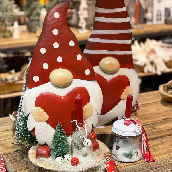 Wichtel Nikolaus weiß/rot 51cm Metall