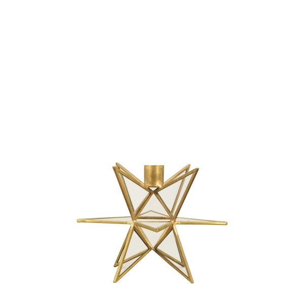 Kerzenhalter für Stabkerzen Stern gold 13cm Glas/Metall