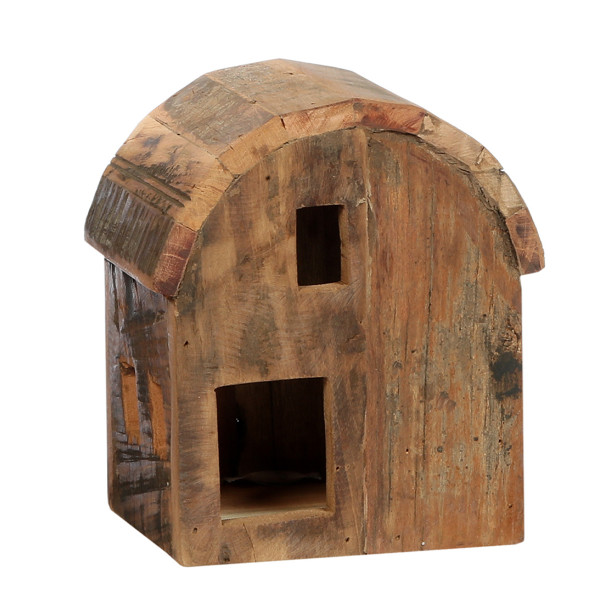 Deko Vogelhaus Altholz, rustikales schlichtes Holzhaus mit Runddach, WMG Grünberger