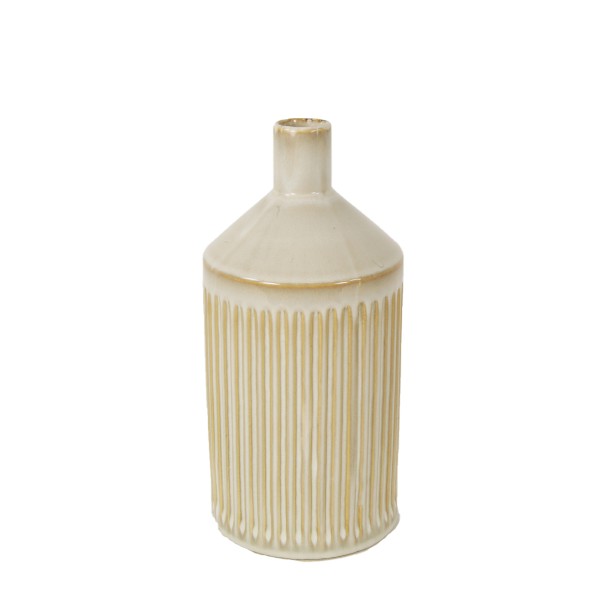 Keramik Blumenvase, Streifen beige-creme, 25cm