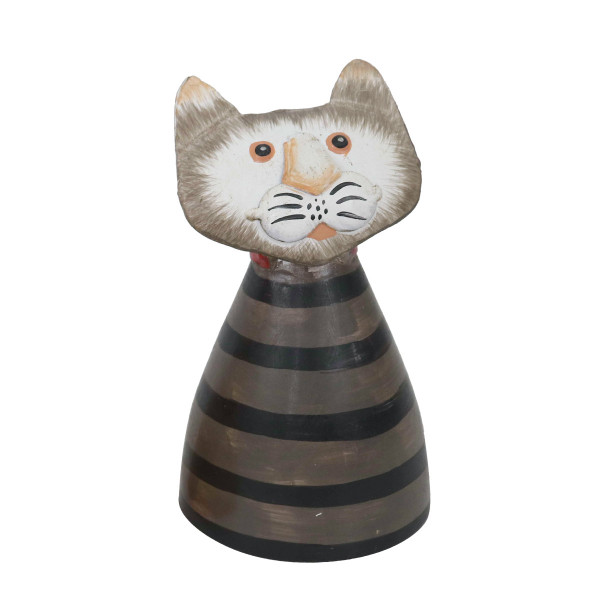 Zaunhocker Haustier Katze, Metallkatze schwarz-braungrau, 9x14cm